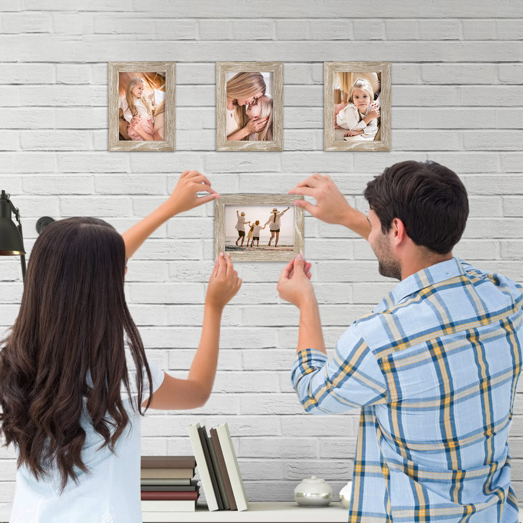 12 Pack 3.5x5 Picture Frame Distressed White Beige, Rustic 3.5 by 5 Photo Frames Bulk for Desktop Display or Wall
