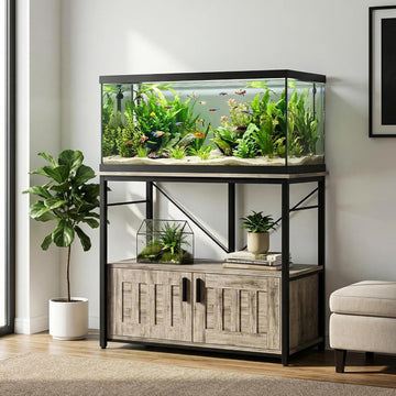 40-50 Gallon Fish Tank Stand with Power Outlets, 660 lb, Grey