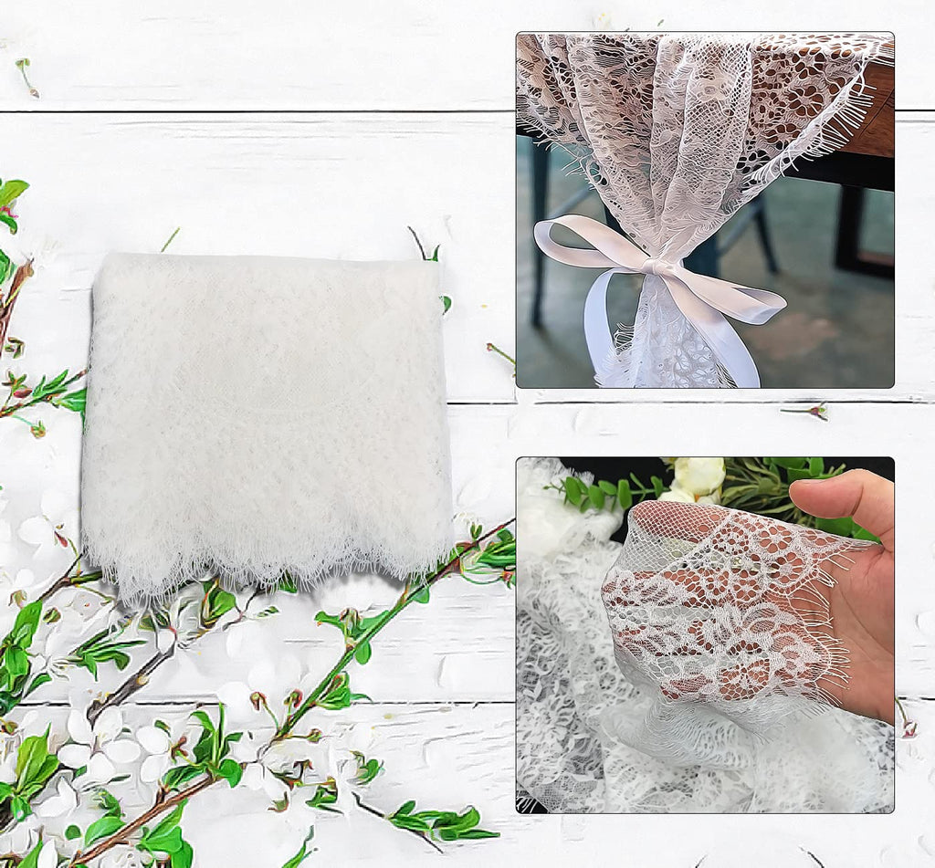 10 Pcs White Lace Table Runner 14 x 120 Inch Embroidered Boho Table Runner for Wedding Party Bridal Shower
