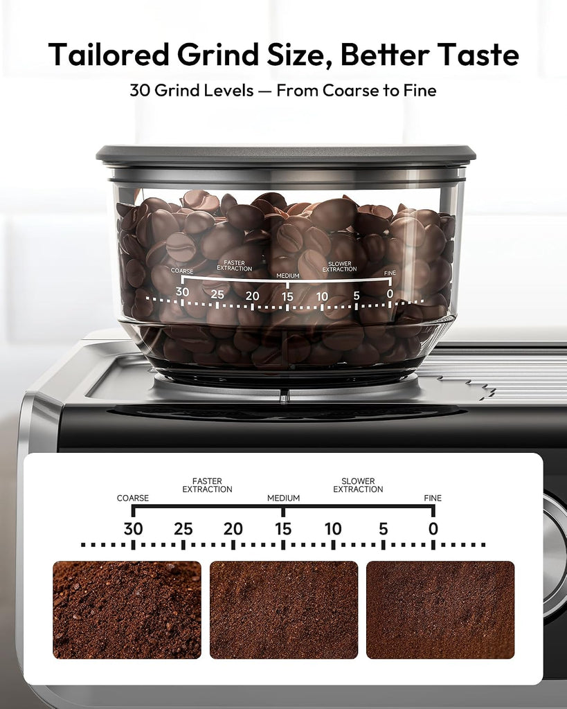 Espresso Machine with Grinder, 20 Bar Professional Espresso Coffee Maker ,with Milk Frother for Latte, Cappuccino &