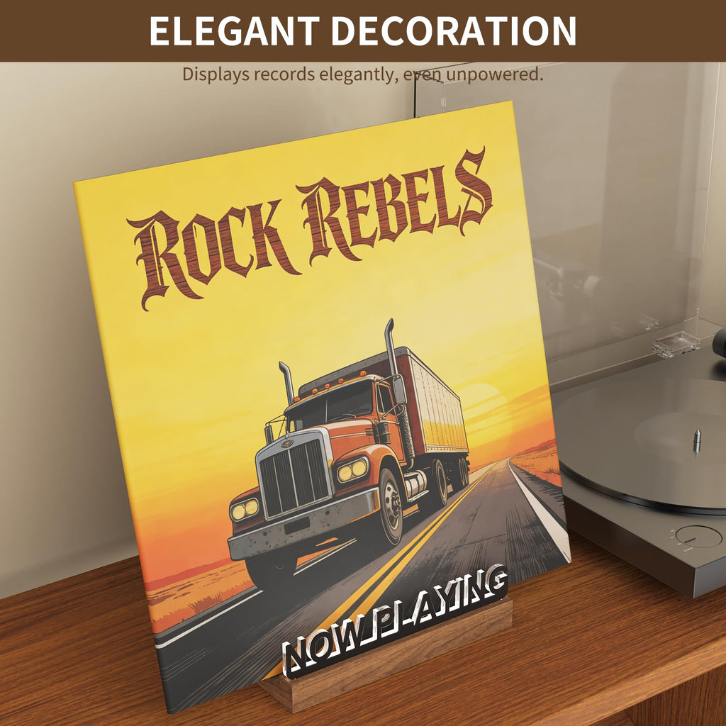 Now Playing Vinyl Record Stand, Light Up Vinyl Record Display Stand, Holder for Album Display Storage, Warm White