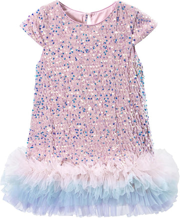 Toddler Girls Sequin Dress A-Line Sparkly Wedding Gown Party Dress