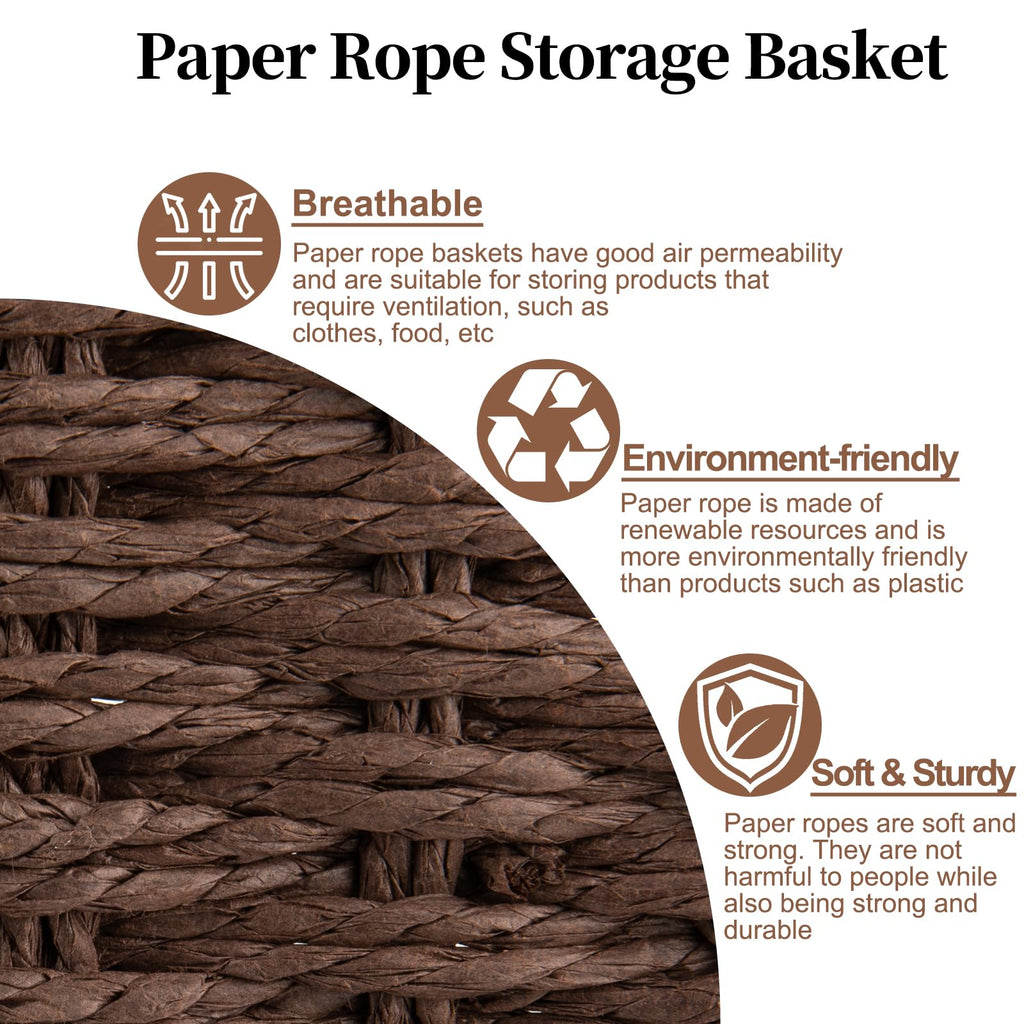 Storage Basket with Lid, 27.7 Gallon (105L) Blanket Basket with Removable Separated Liner Bag, Paper Rope Hamper with