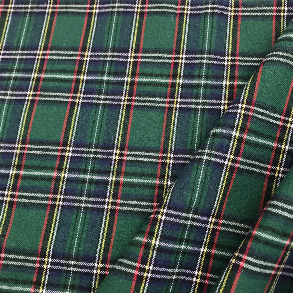 Hunter Green and Navy Blue Tartan Plaid Fabric 57" Wide x 1 Yard Cut
