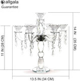 Crystal Candle Holder - 7-Arm 14 Inch Crystal Taper Candlestick Candelabra - Centerpieceval