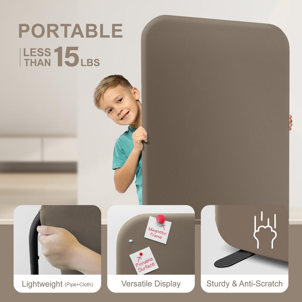 Standing Room Partition, Portable Wall Panel, 29"x65", Taupe