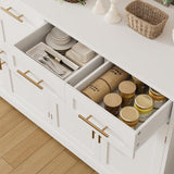 60" Large Buffet Sideboard with Storage, 36" Tall Kitchen Buffet Storage Cabinet with 4 Drawers