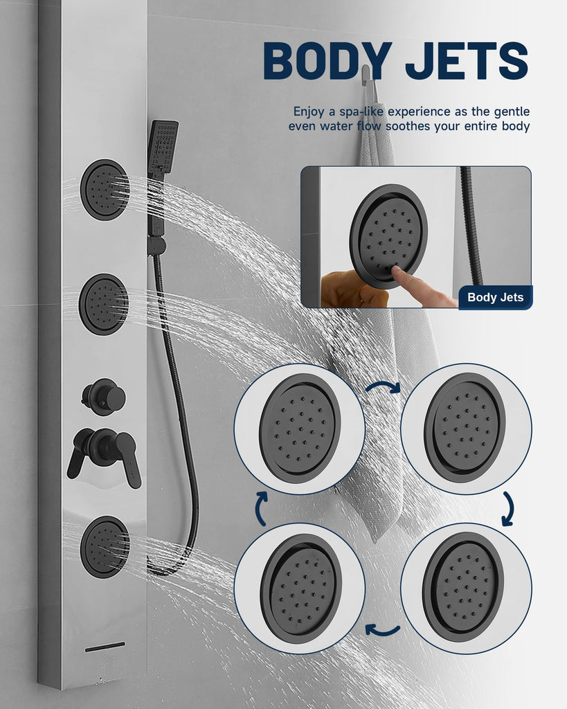 5 In 1 Shower Panel Brushed Nickel Shower Tower System