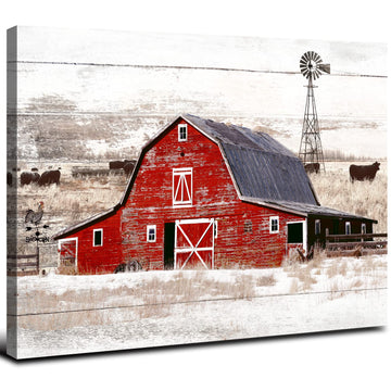Country Farmhouse Barn Wall Art Windmill Wall Decor 16x24"
