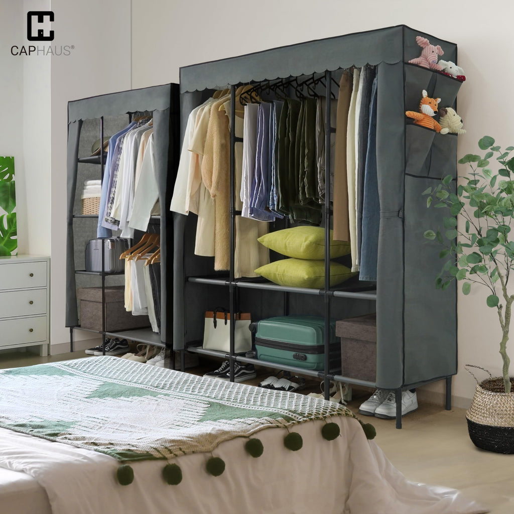 67-Inch Clothing Rack with Cover, Portable Closet Wardrobe, Covered Garment Rack for Hanging Clothes, 285LB Capacity
