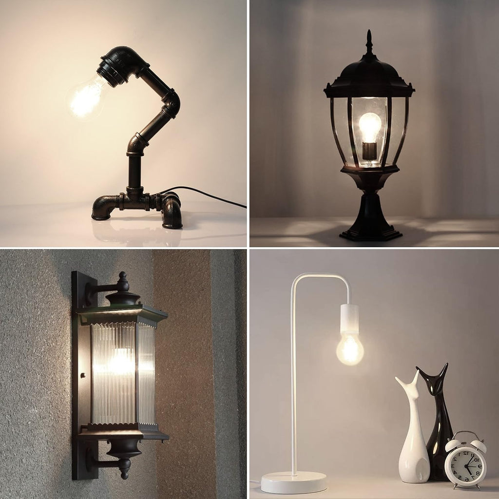 60 Watt Equivalent, E26 LED Filament Light Bulbs, Daylight White 4000K, Non-Dimmable, Classic Clear Glass, A19 LED