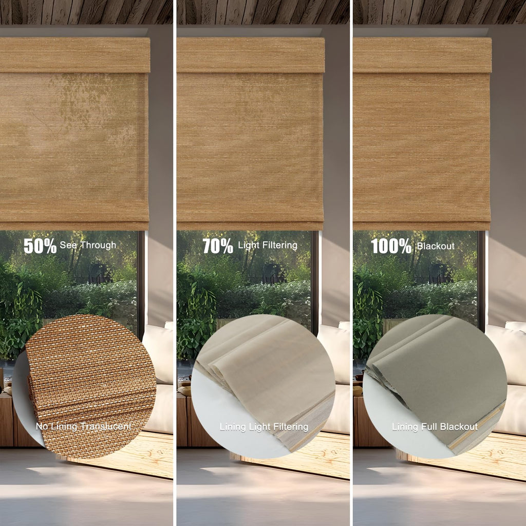 Motorized Bamboo Roman Shades, Motorized Blinds with Remote Compatible with Homekit, Alexa GoogleHome, Smart Wood