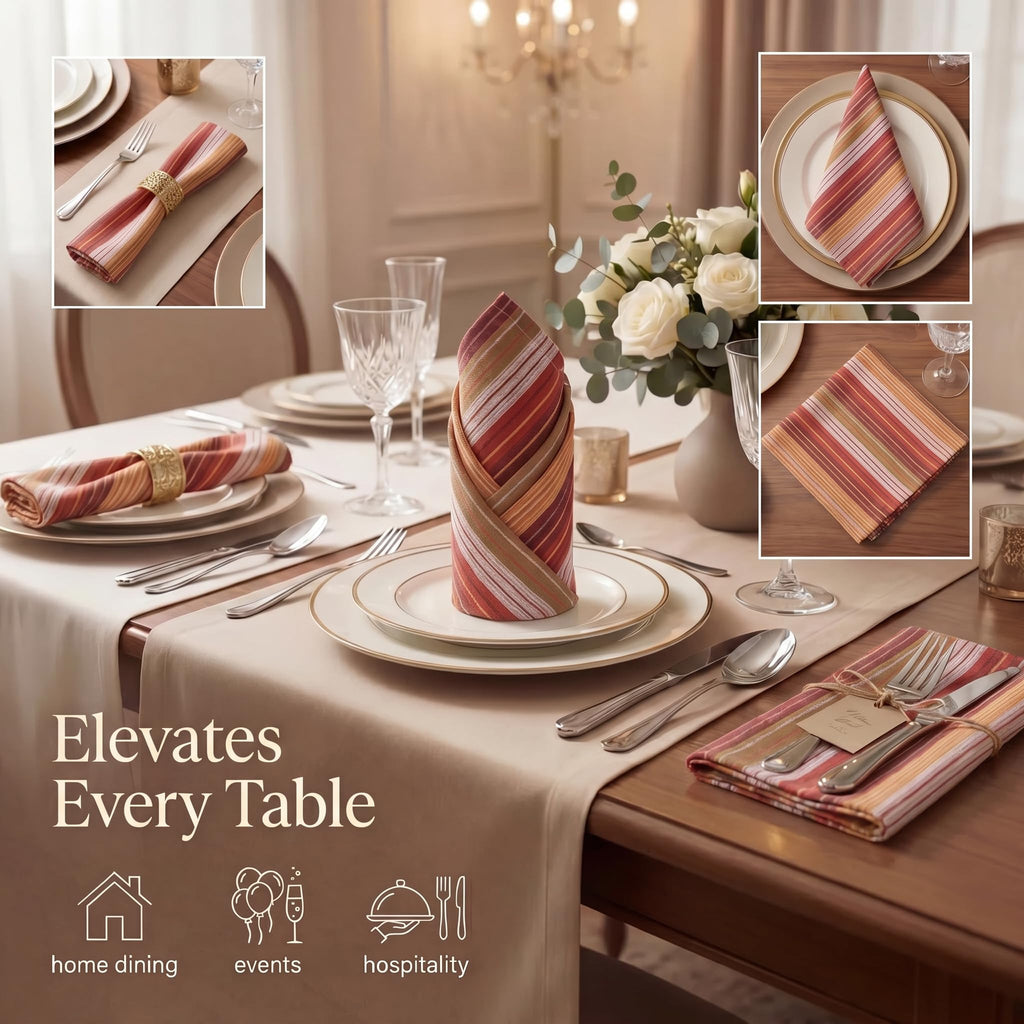Cloth Napkins Cotton 20x20 (Set of 12) Fall Dobby