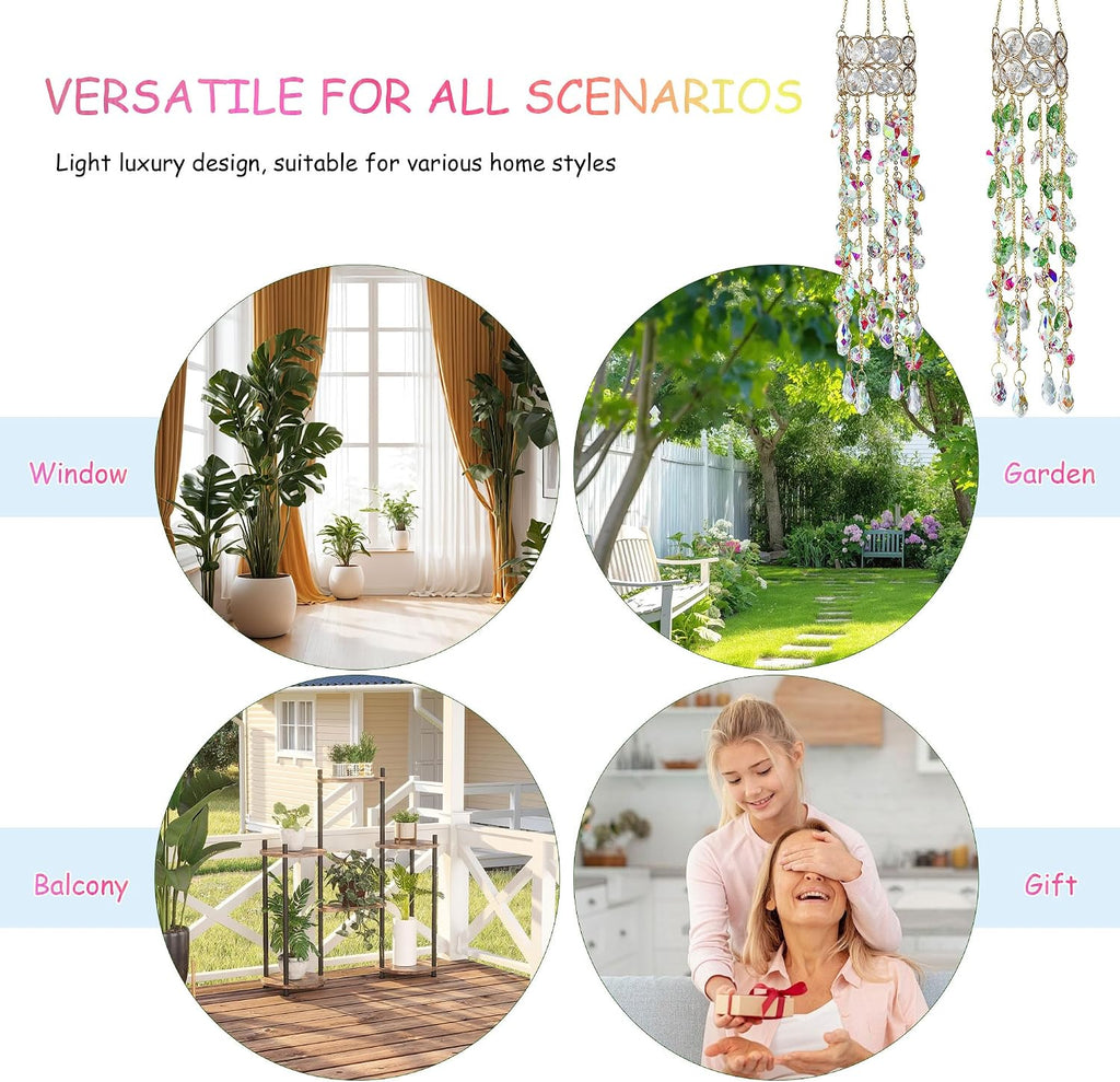 2 Pack Crystal Suncatchers for Window Hanging Rainbow Makers,17inch - Crystal Prisms Sun Catcher Indoor Window