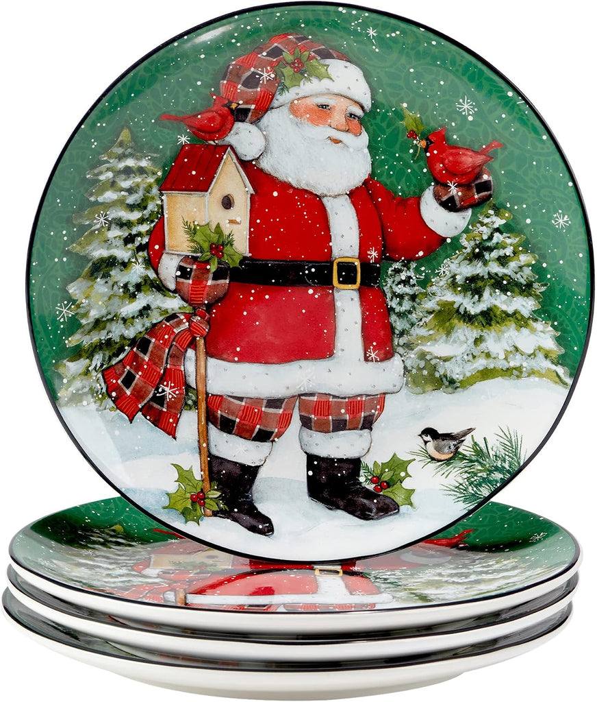 Christmas Lodge Santa 16 pc Dinnerware Set, Service for 4