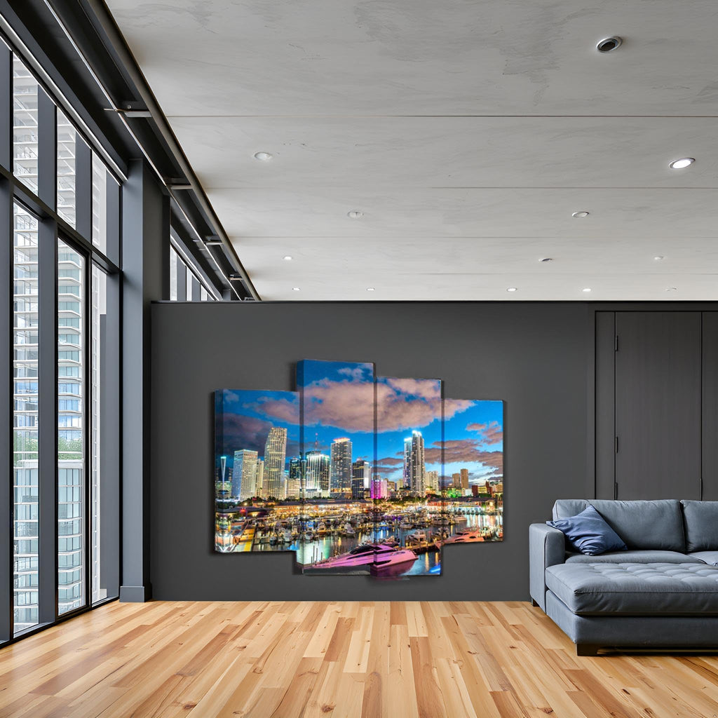 Miami City Skyline Wall Florida Cityscape Decor