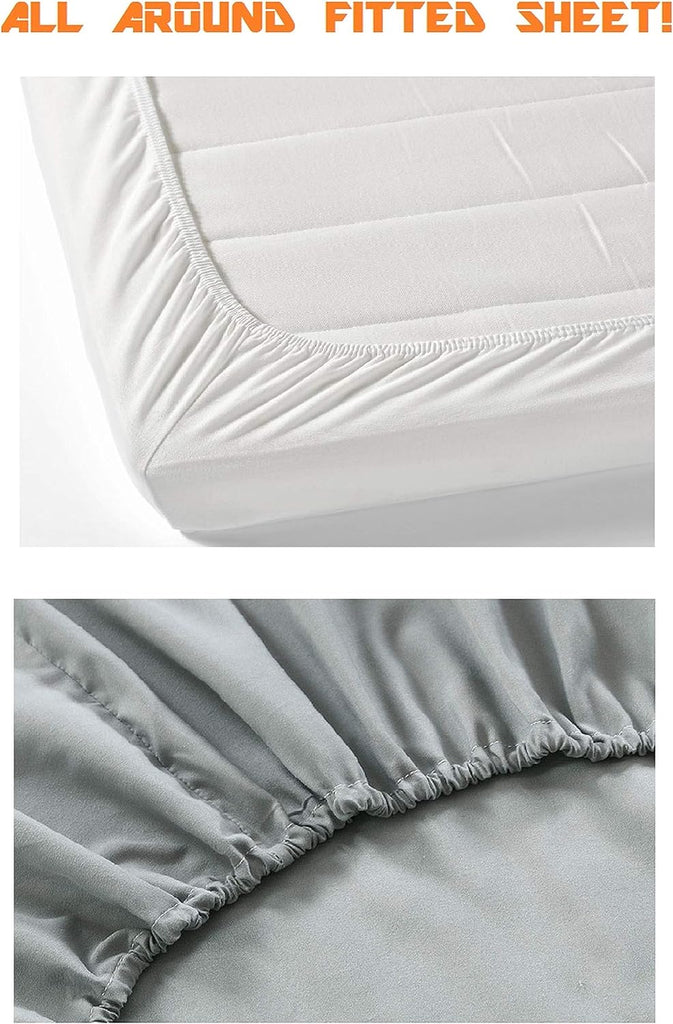 Luxury 1500 Premium Hotel Quality Microfiber 4-Piece Sheet Set - Wrinkle Resistant, All Around Elastic Fitted Sheet