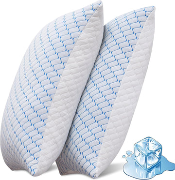 Memory Foam Pillows King Size Set of 2,Cooling Pillow for Side Sleepers | Adjustable Firm Pillow,Breathable Washable