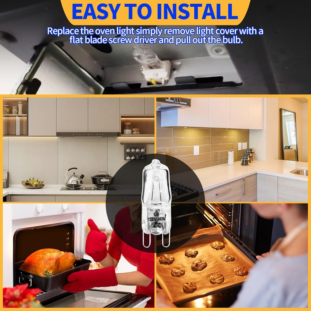 Range Hood Light Bulb 120V 40W G9 Replacement