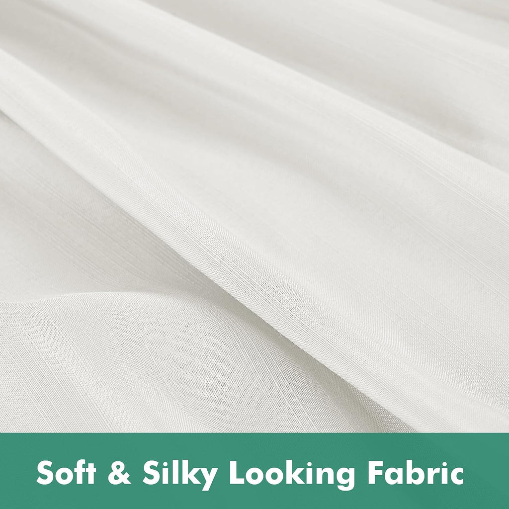 Wrap Around Queen Size Bed Skirt Split Corner 18" Drop-Elastic Dust Ruffle | Ivory Adjustable Pleated Bedskirt-Easy