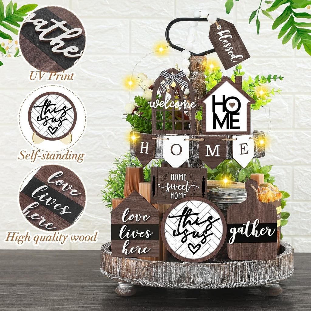 Home Tiered Tray Decor This is us Rustic Wooden Signs - Set of 11