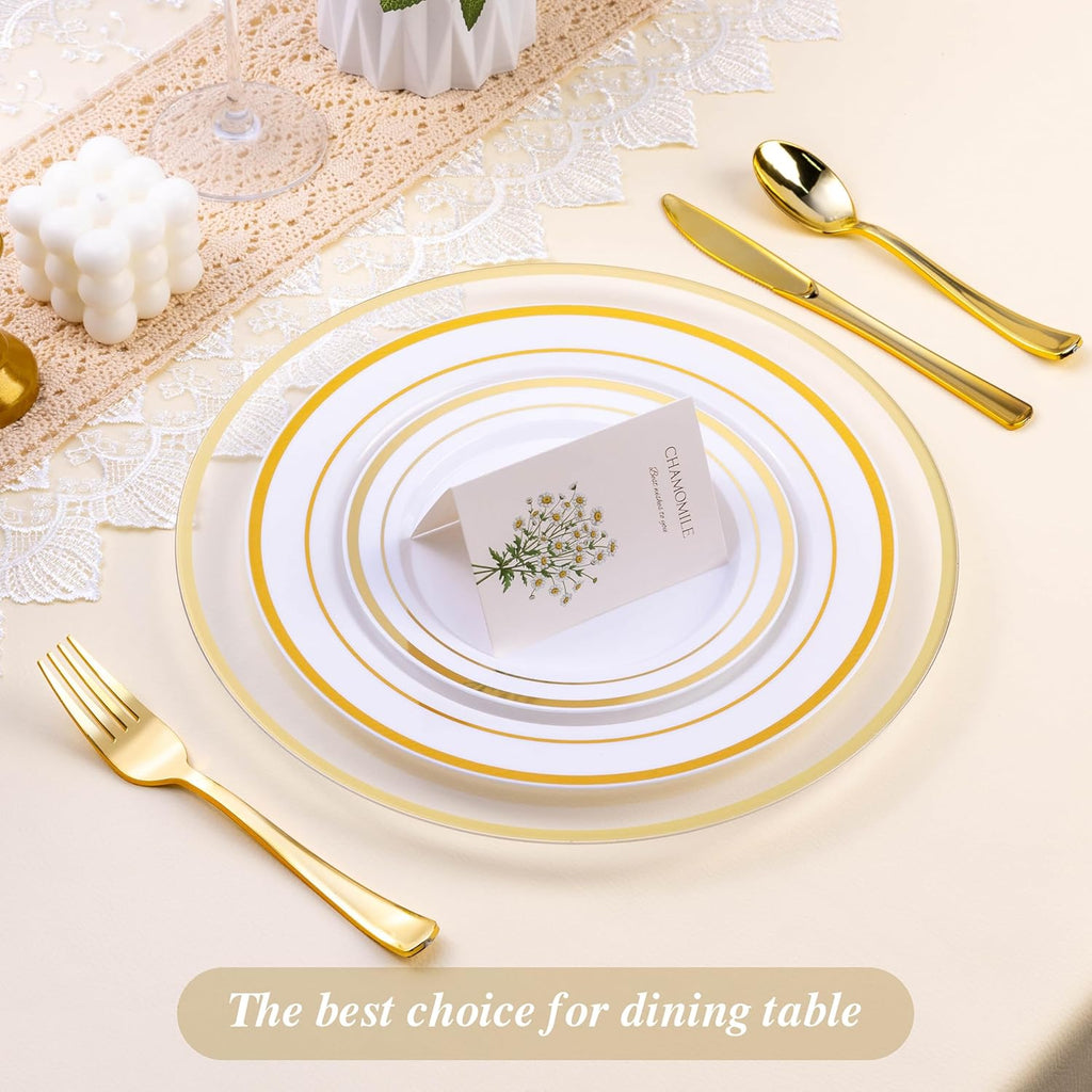 Inch Clear Charger Plates with Gold Rim - Set of 15
