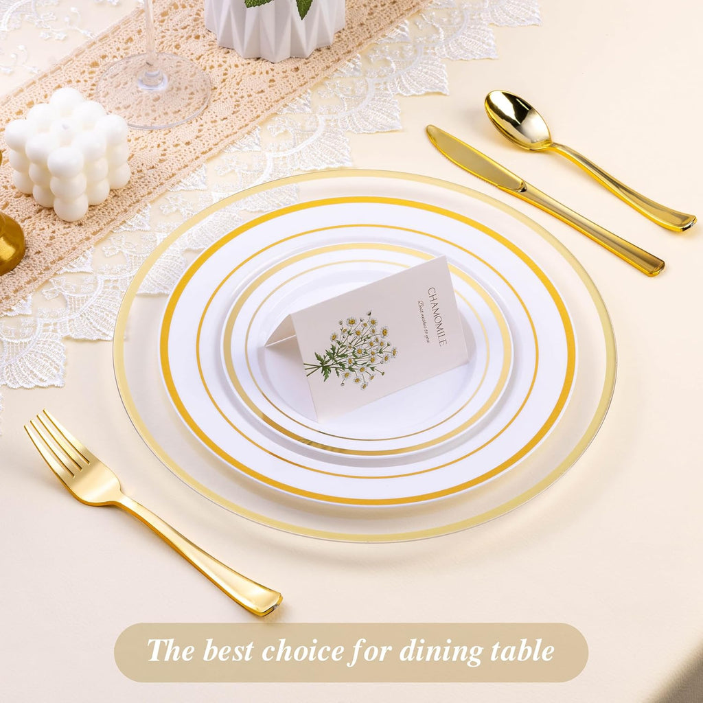 Inch Clear Charger Plates with Gold Rim - Set of 50