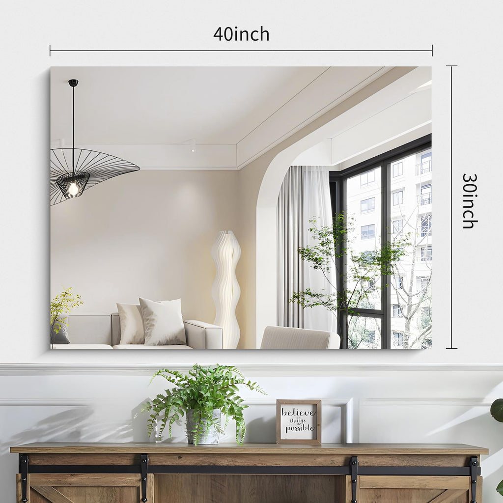 Frameless Mirror, 30"x40" Bathroom Mirror for Over Sink, Unframed Vanity Mirror, Large Rectangle Mirror for Wall