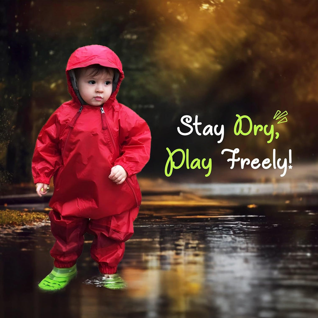 Muddy Buddy Kids Waterproof Rain Suit One-Piece Coverall, Dual Zippers, Sealed Seams, Reinforced Knees - Boys & Girls