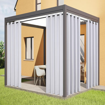 Outdoor Curtains Waterproof - Weatherproof Porch & Gazebo Curtains, Grommet Top and Tab Bottom Drape,4 Panel, 52" W x