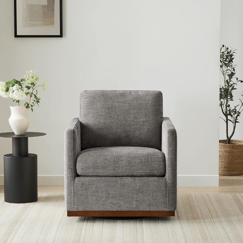 Swivel Accent Chair, FSC Certified Mid Century Modern Arm Chair , Fully Assembled, Grey