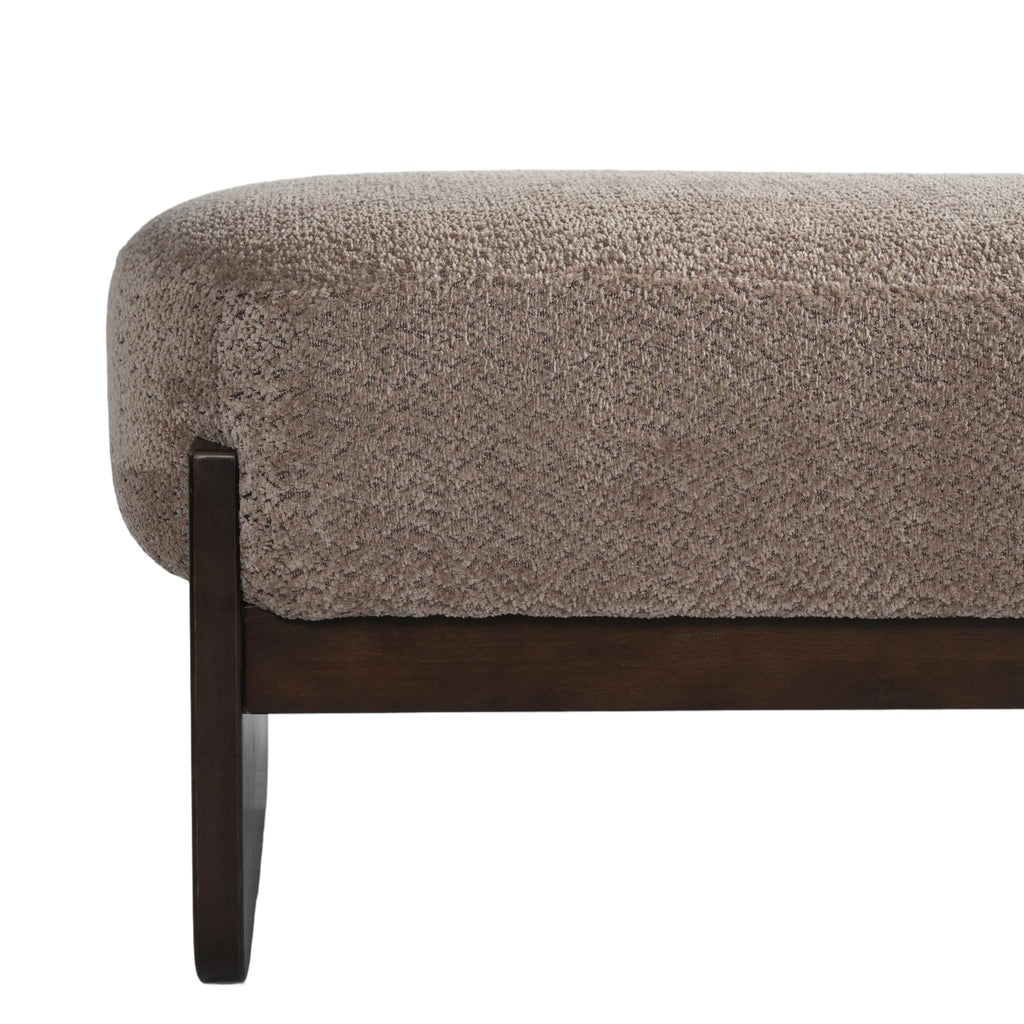 Arden Minimalist Style Rectangular Loop Yarn Fabric Ottoman Bench, Rubberwood Frame, Entryway Bench, Living Room Sofa