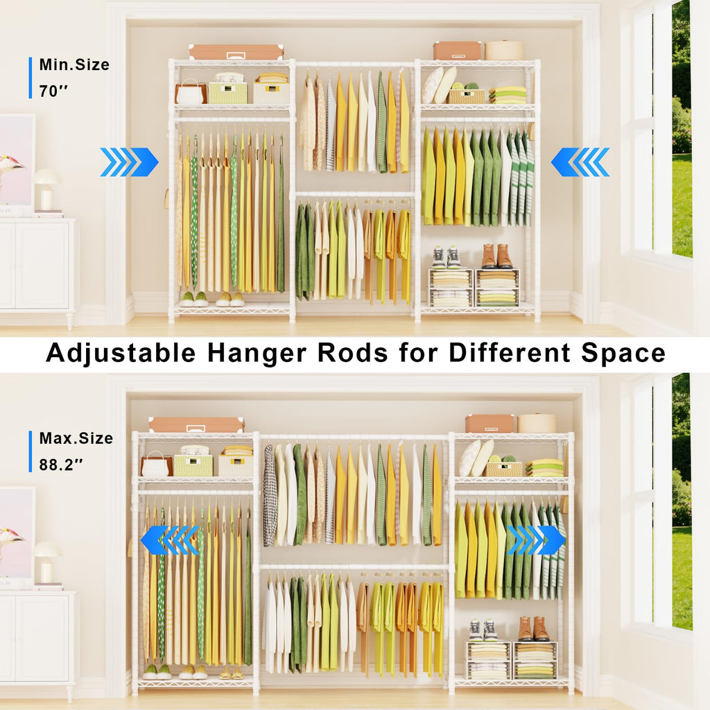 E1 Heavy Duty Closet Garment Rack, Adjustable Metal Clothing Storage