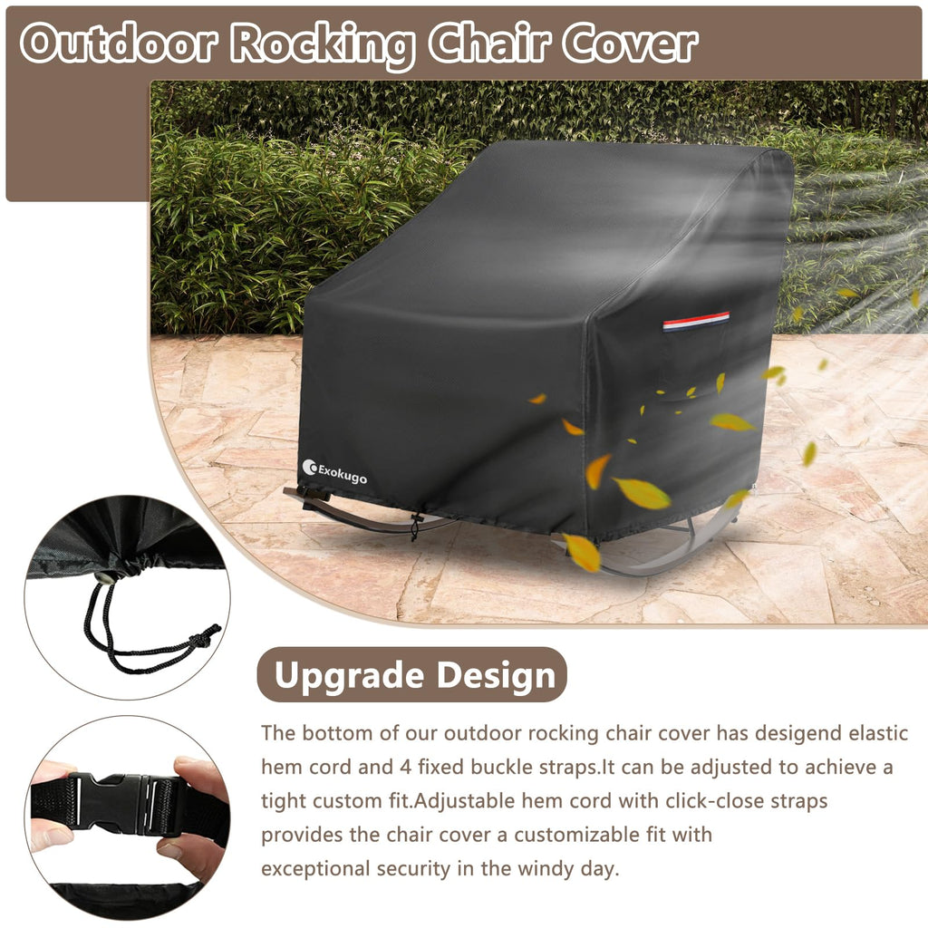 Outdoor Rocking Chair Cover 600D Heavy Duty Waterproof Patio Egg Rocking Chair Covers, for 41" W x 45" D x 31" H