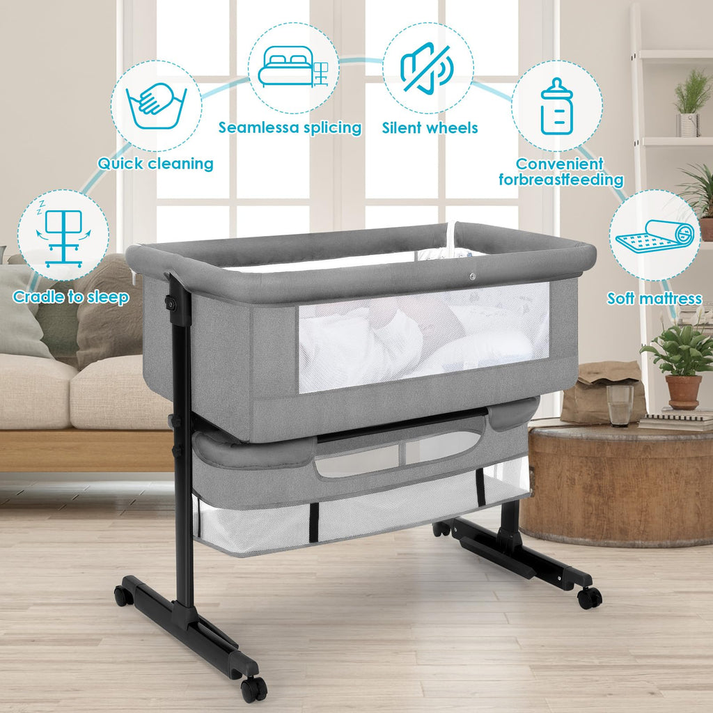 Baby Bassinet, Baby Basinet Bedside Sleeper, Easy to Fold Portable Crib Side Bassinet 2025new Style Girl/boy
