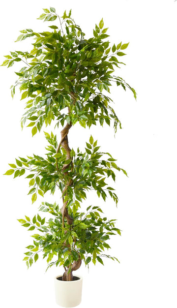 6ft Artificial Ficus Tree Fake Plant with White Planter