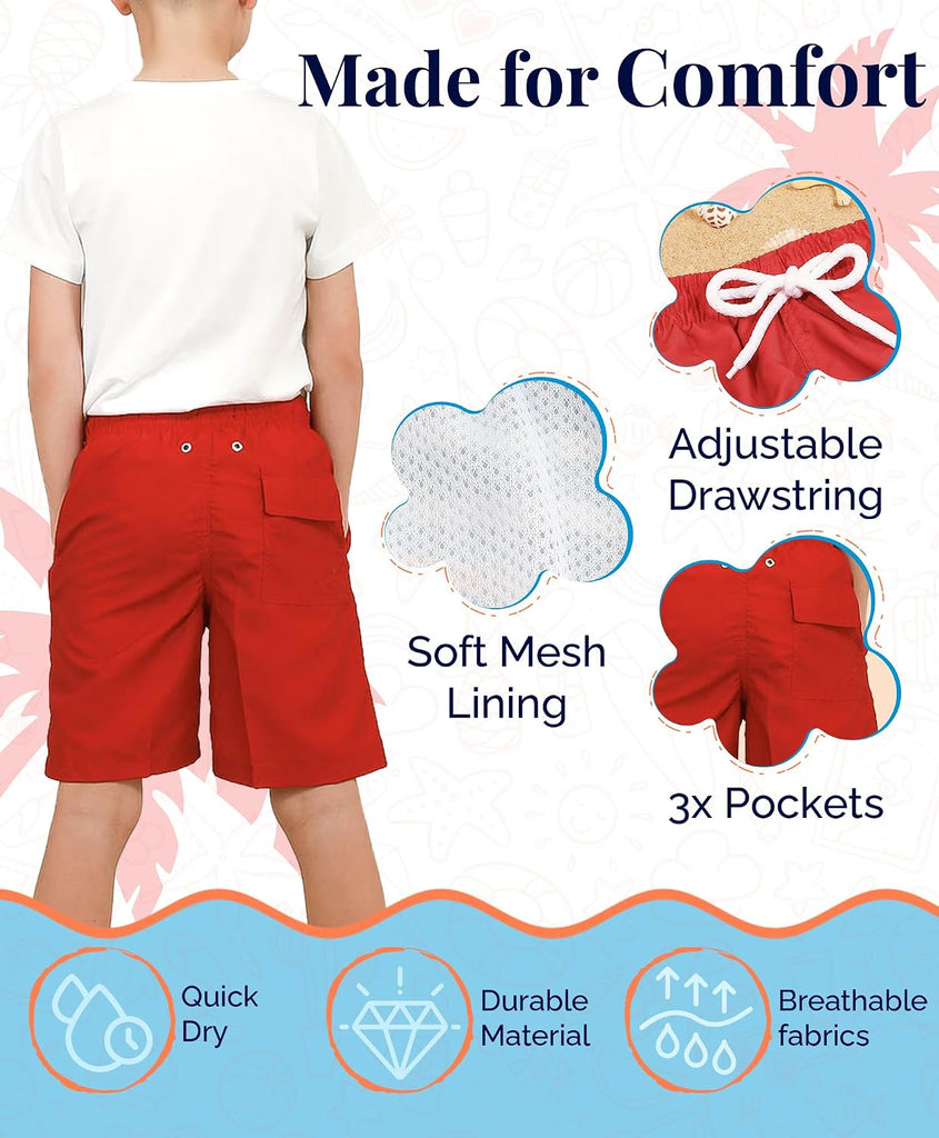 Boys' Swim Trunks Quick Dry Board Shorts with Mesh Liner, /20