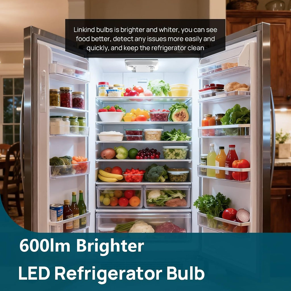Led Refrigerator Light Bulbs, A15 Fridge Light Bulbs 40 Watts Equivalent Waterproof, 600LM Appliance Light Bulb 120V