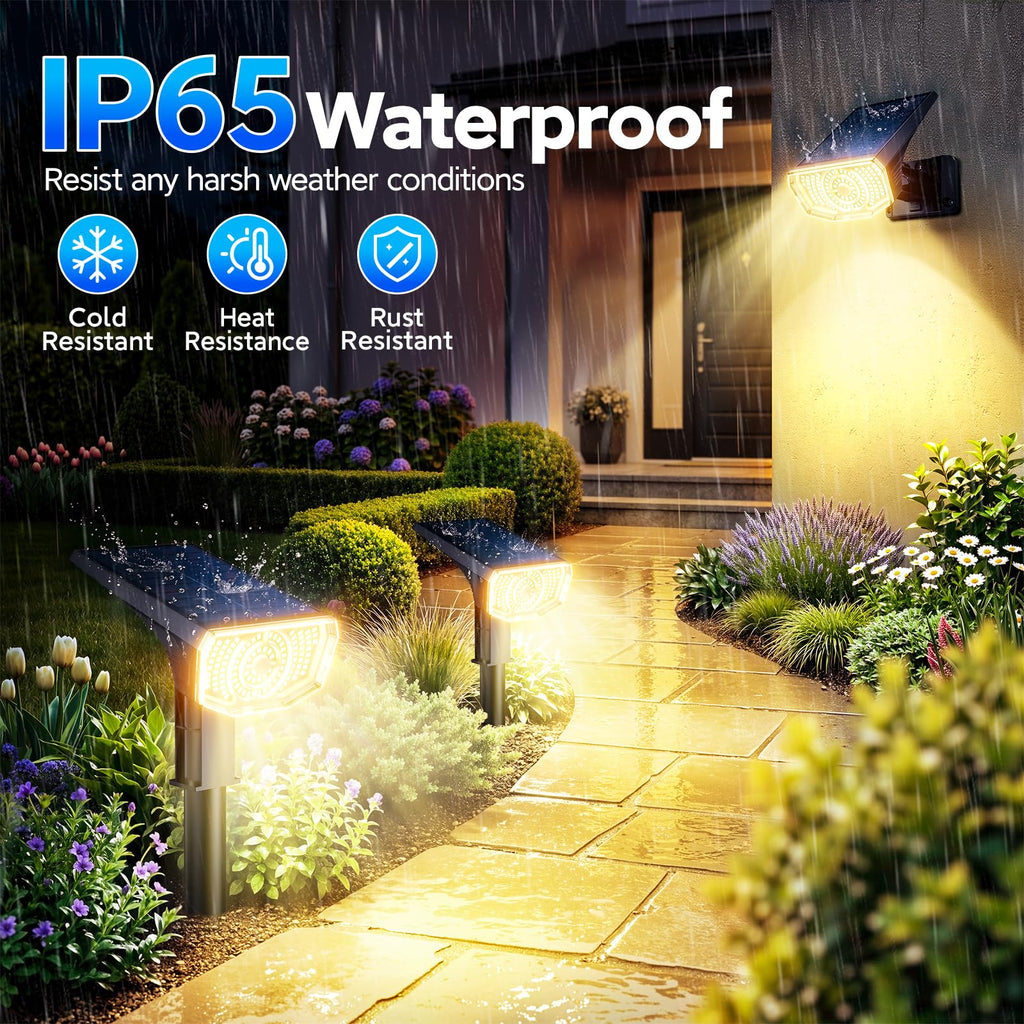 Solar Spot Lights Outdoor Waterproof IP65, 100 LED Solar Lights Outdoor