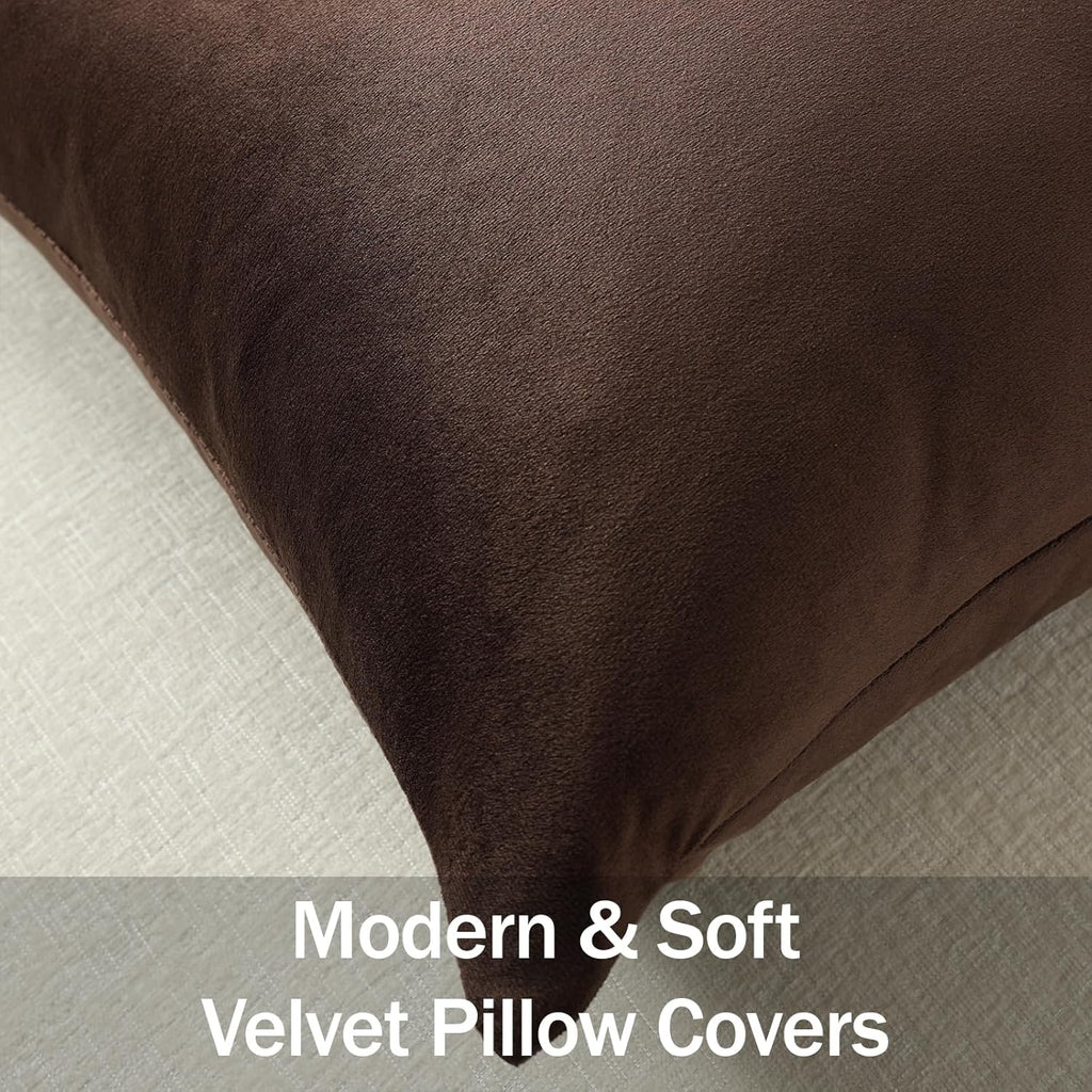 Throw Pillow Covers 18x18 Chocolate Brown: Pack of 2 Cozy Soft Velvet Square Modern Luxury Decorative Throw Pillow Cases