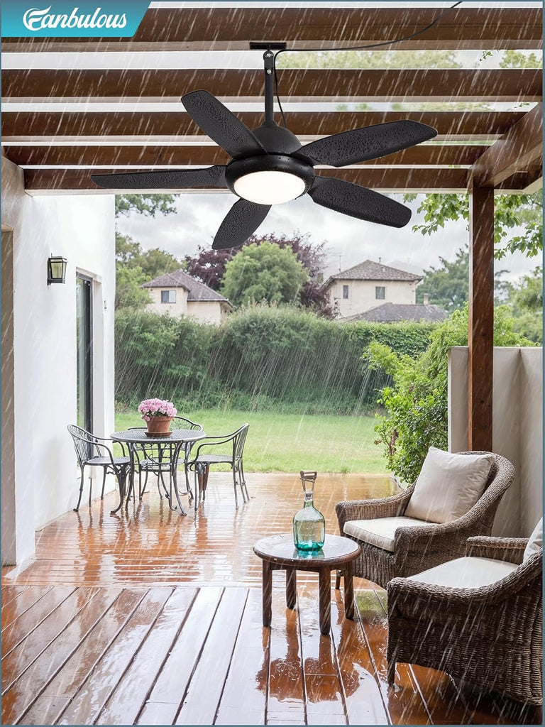 42 Inch Waterproof Outdoor Ceiling Fan with Lights and Remote,IP65 Hanging Gazebo Fan with 3CCT 6-Speed DC Motor,Black Wet Rated Plug in Ceiling Fan with Cord for Patios Porch Pergola A101-B0DPHGLJP5