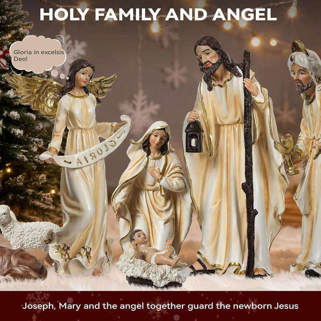 12.5in Nativity Set & Figures, 12-Piece Nativity Scene Figurines
