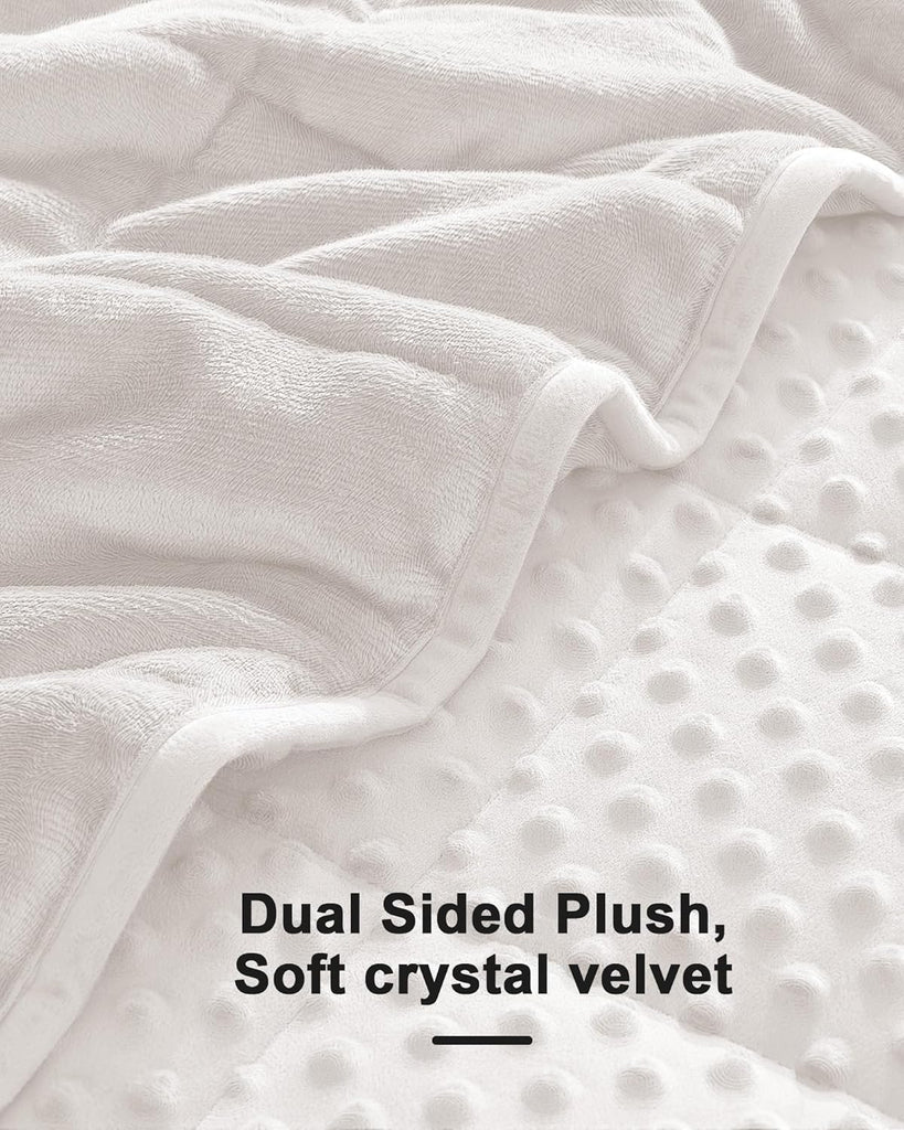 Minky Dot Weighted Blanket Queen Size 60"x80" 15lbs(Cream White) + Adult Weighted Blanket Queen Size 60"x80"