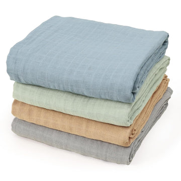 4 Pack Baby Muslin Swaddle Blankets 47" x 47", 100% Cotton Swaddle Wrap for Boys Girls, Ultra Soft Breathable