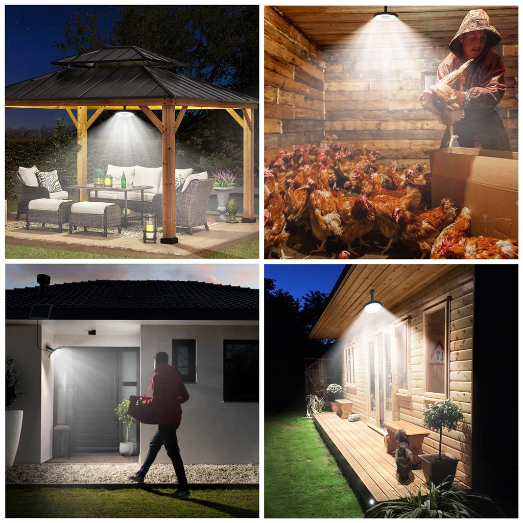 Solar Lights Outdoor Indoor, Dimmable 5 Modes (2 All Day Modes) Motion Sensor Solar Shed Barn Light with