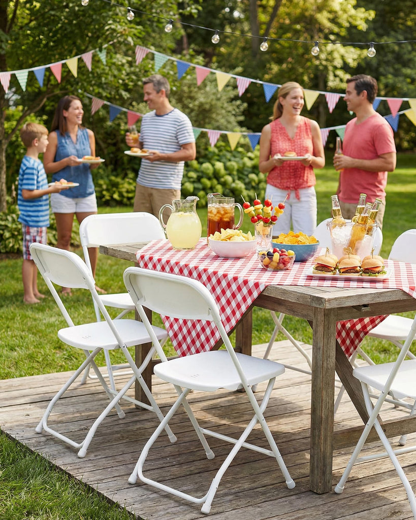 6-Pack White Heavy-Duty Folding Chairs, 31.5" x 17.3" x 19.3"