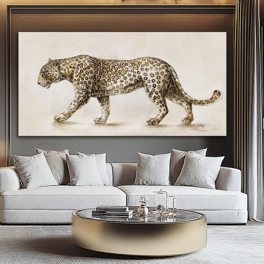 Minimalist Leopard Wall Art Neutral Jungle Animal Canvas Prints Contemporary Home Decor Bedroom Office Decor 24x48