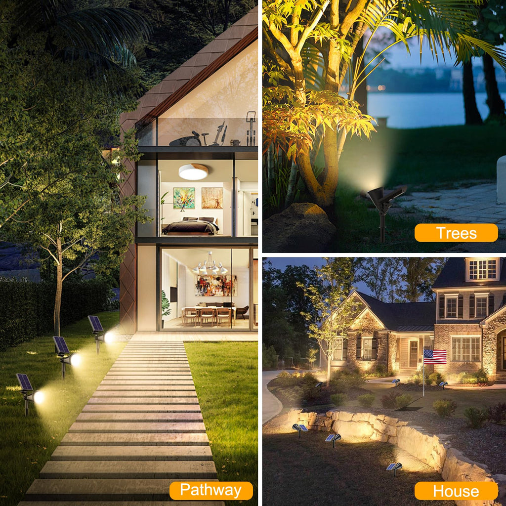 Solar Lights Outdoor Waterproof Spot Lights, Warm White 2 Pack