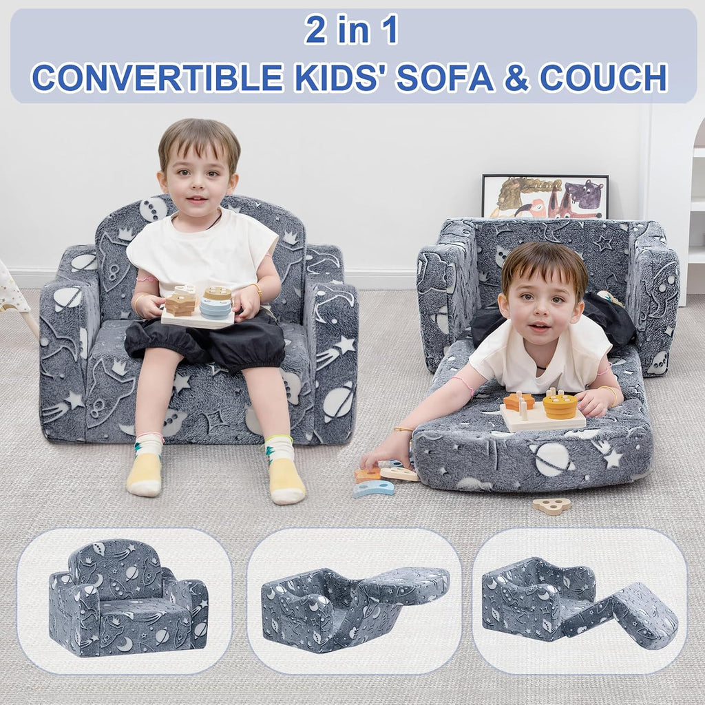 Comfy Kids Sofa Chair, in-1 Fold Out Couch with Blanket