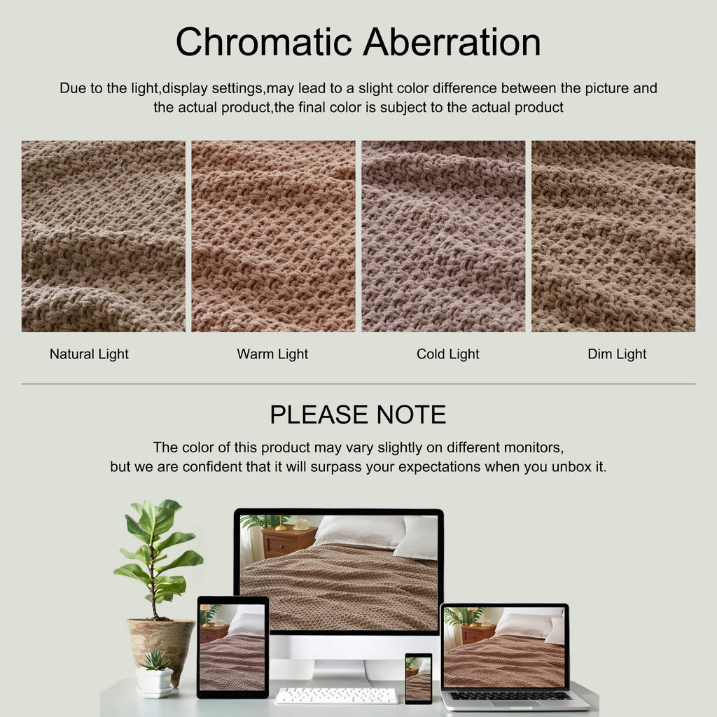 Chunky Chenille Knit Throw Blanket for Couch 50"x60"
